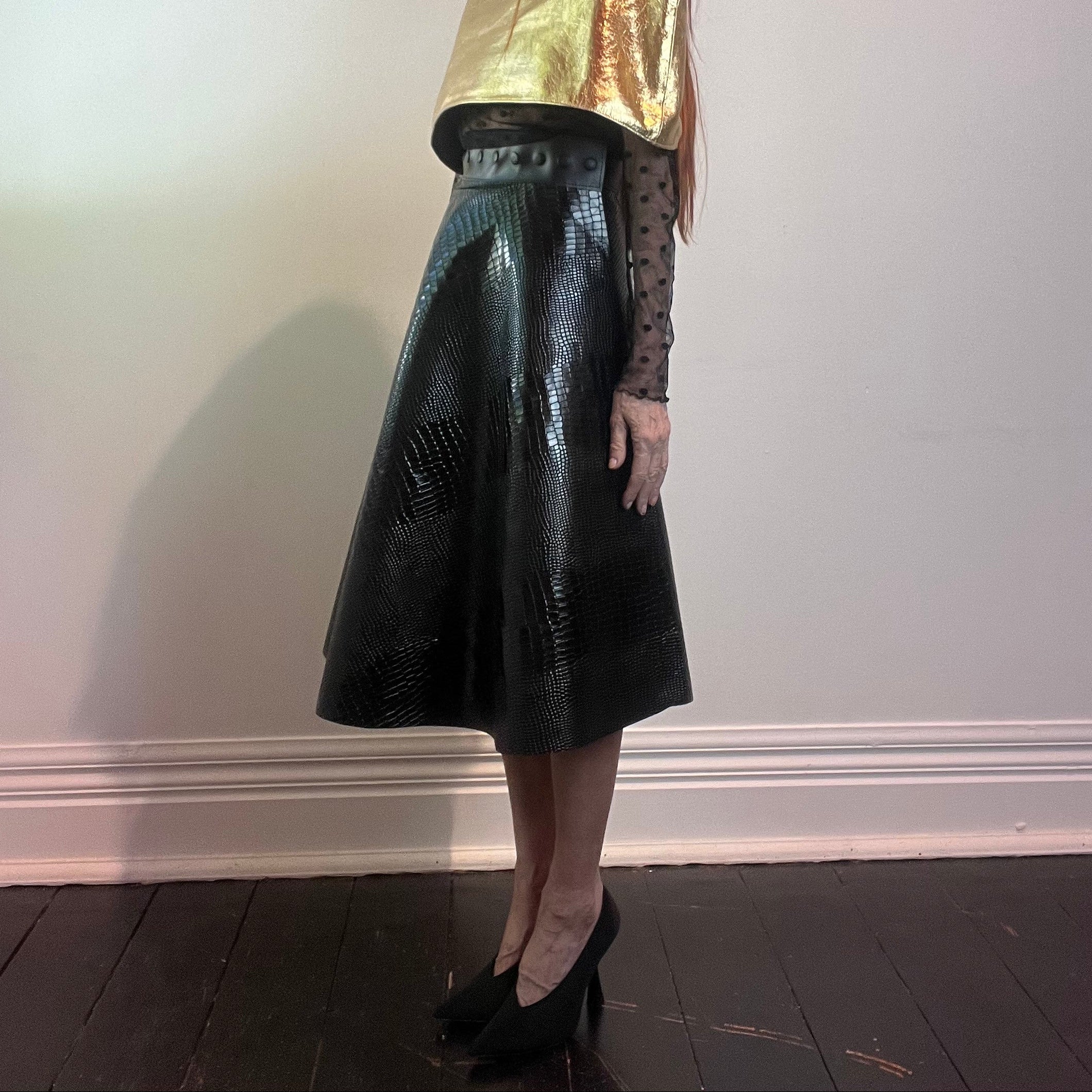 Ališta | Teksturi Wrap Croc Leather Skirt