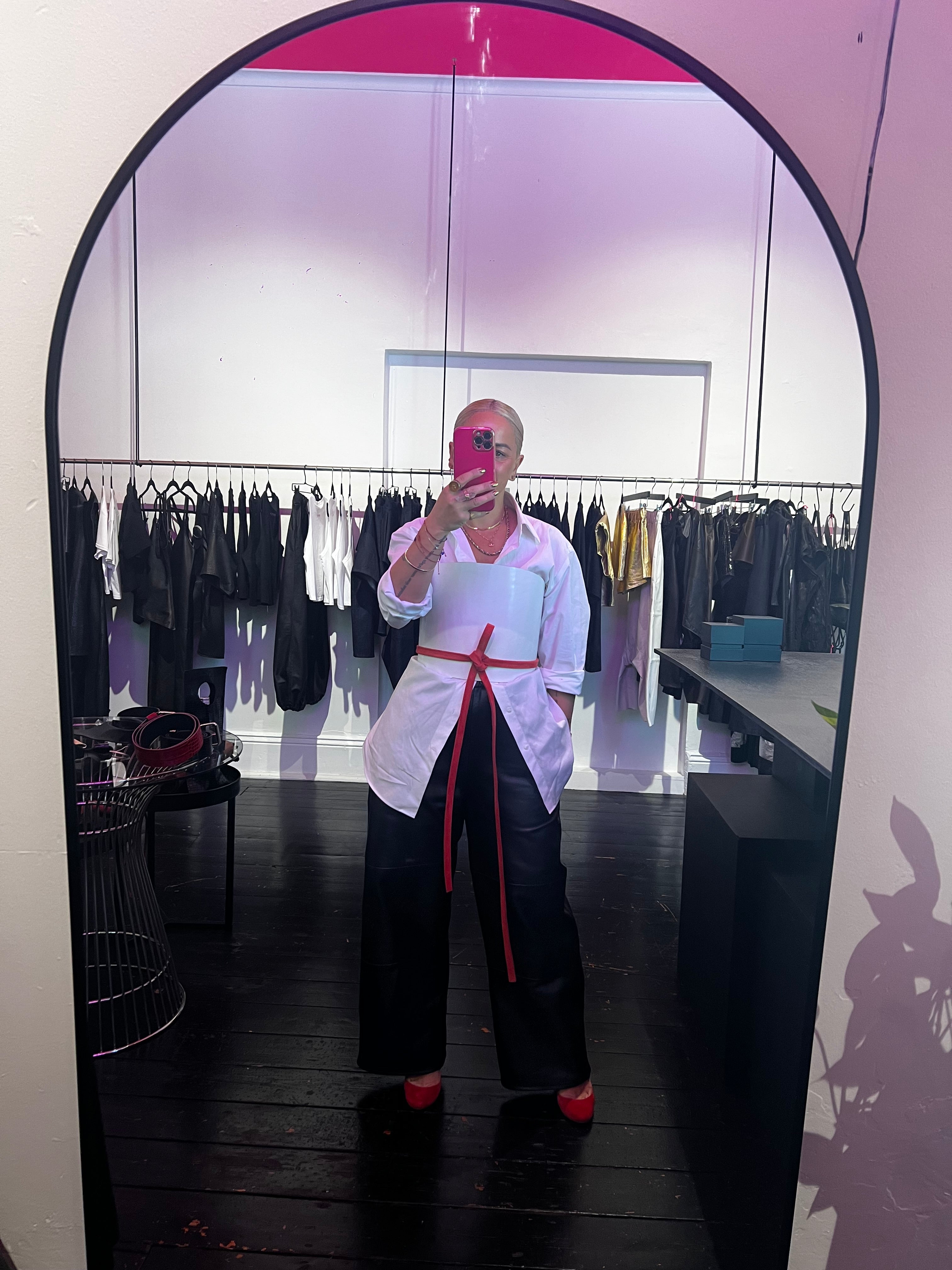 Croc leather corset belt