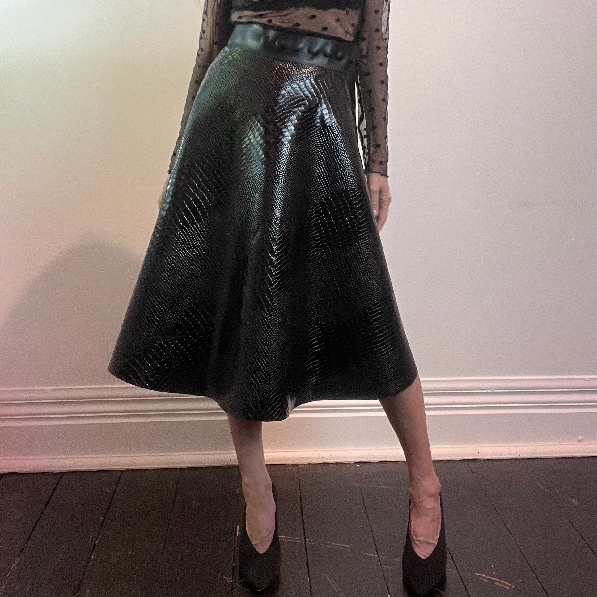 Ališta | Teksturi Wrap Croc Leather Skirt