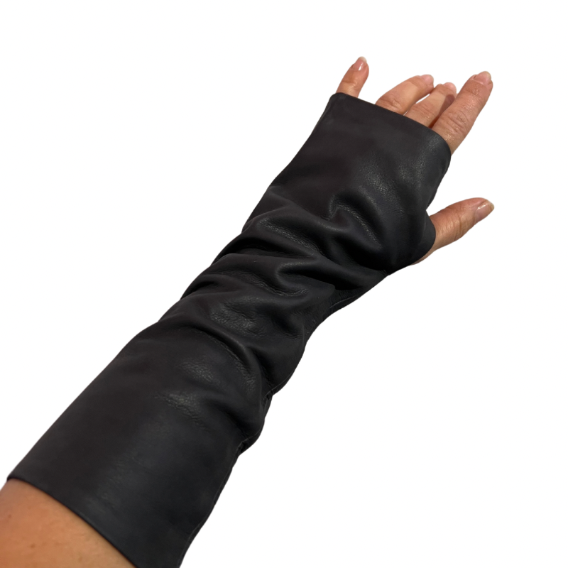 Kala Leather Fingerless Gloves Long