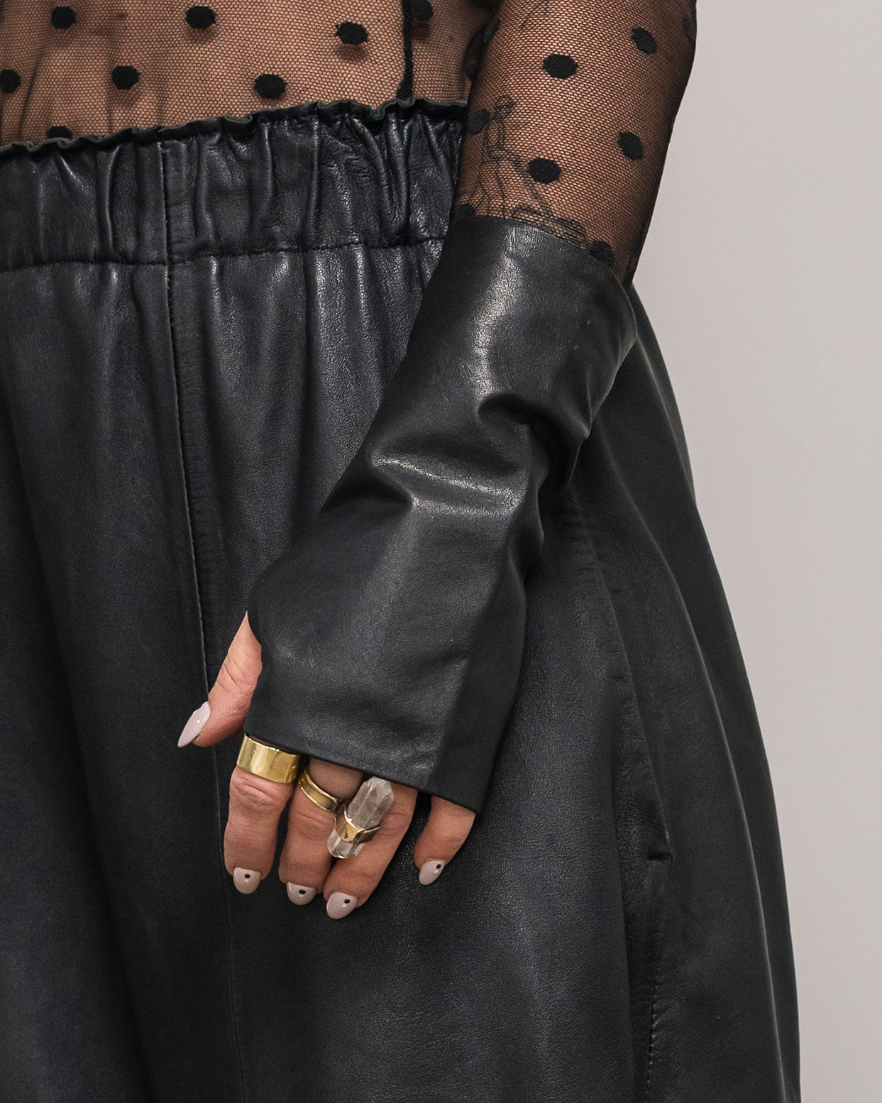 Kala Leather Fingerless Gloves Short