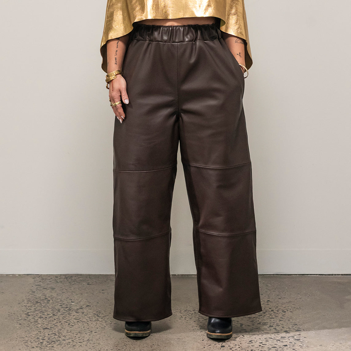 Ališta | Pantaloni Wide Leg Leather Pants