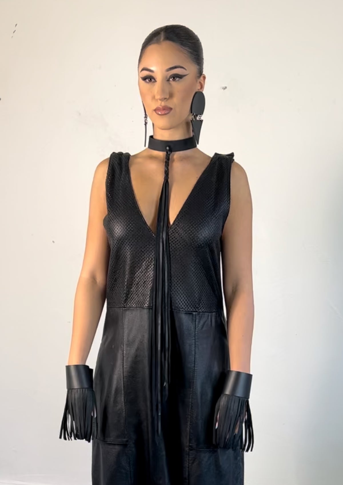 TANCA | Marina leather tasseled neck piece