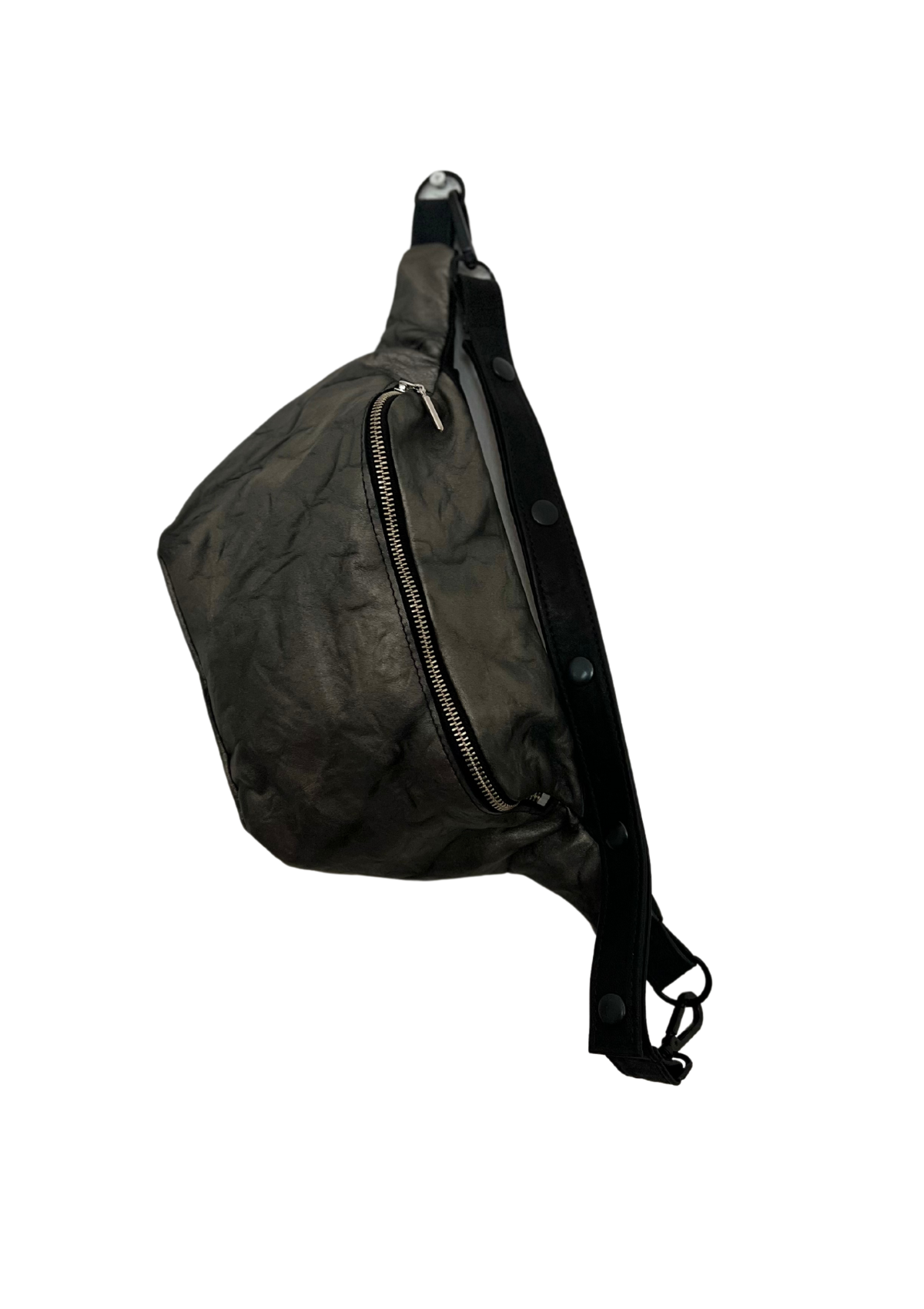 KORZO UTILITY CROSS BODY BAG | Metallic Crushed Charcoal and black leather combo