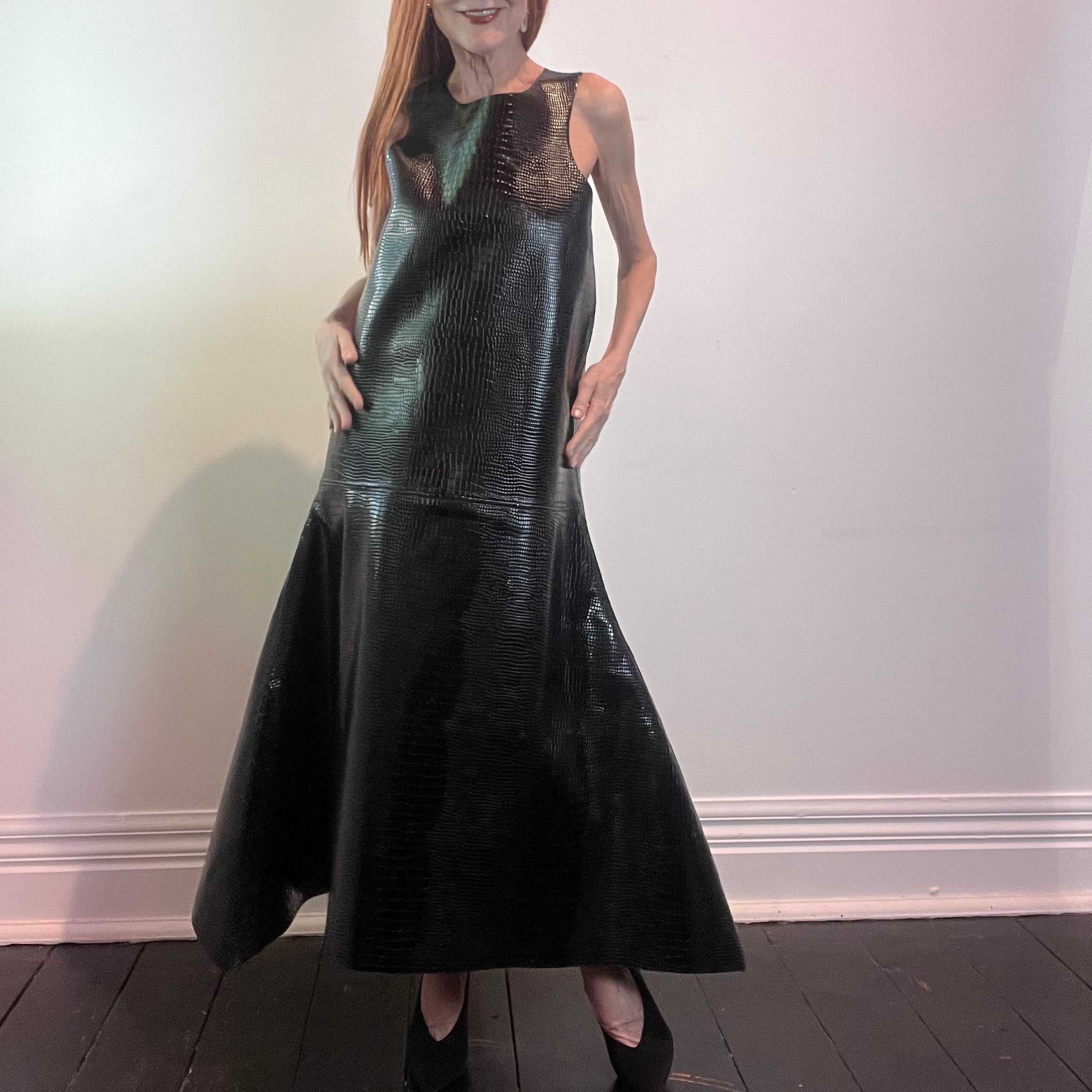 Ališta | Teksturi T-Bar Croc Leather Gown