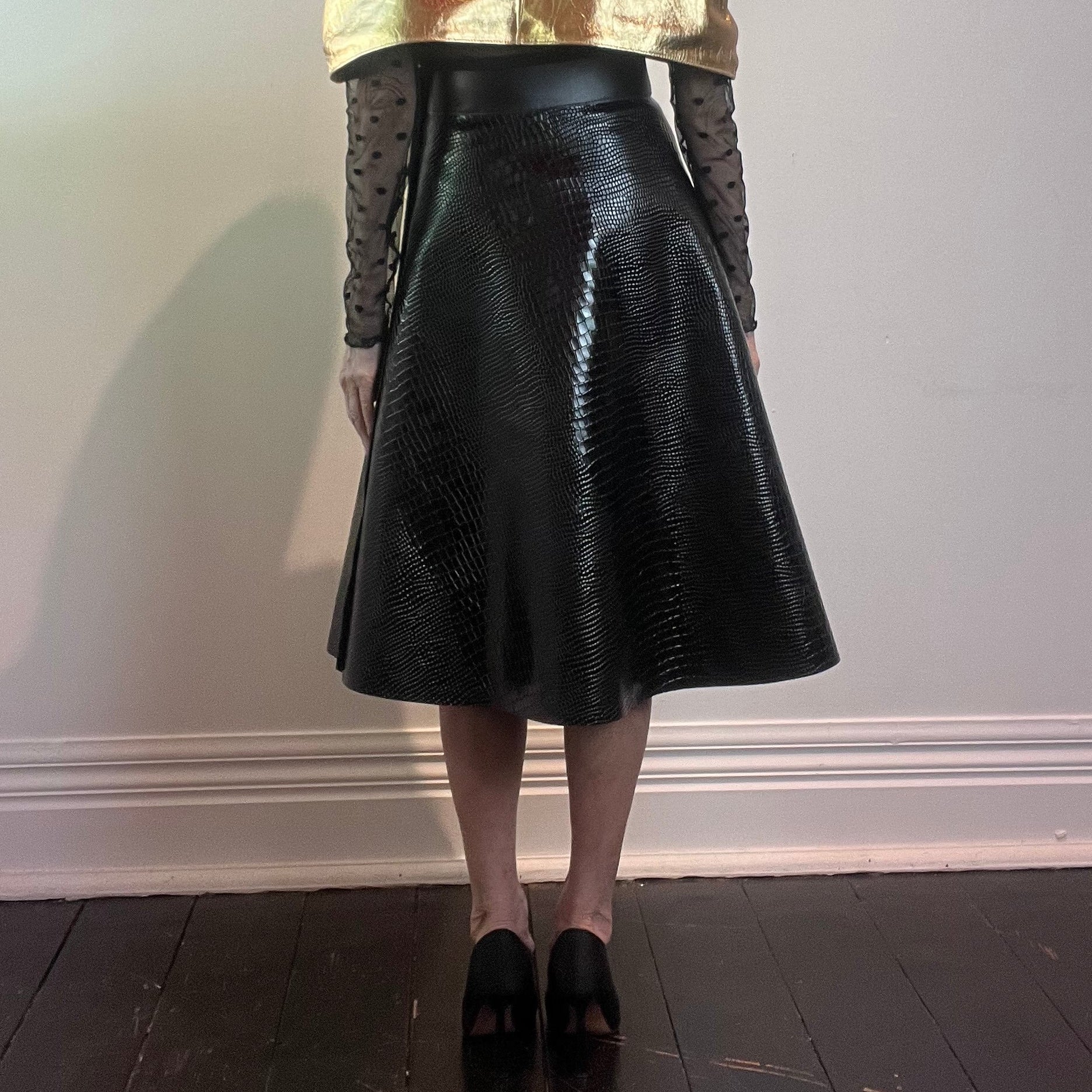 Ališta | Teksturi Wrap Croc Leather Skirt