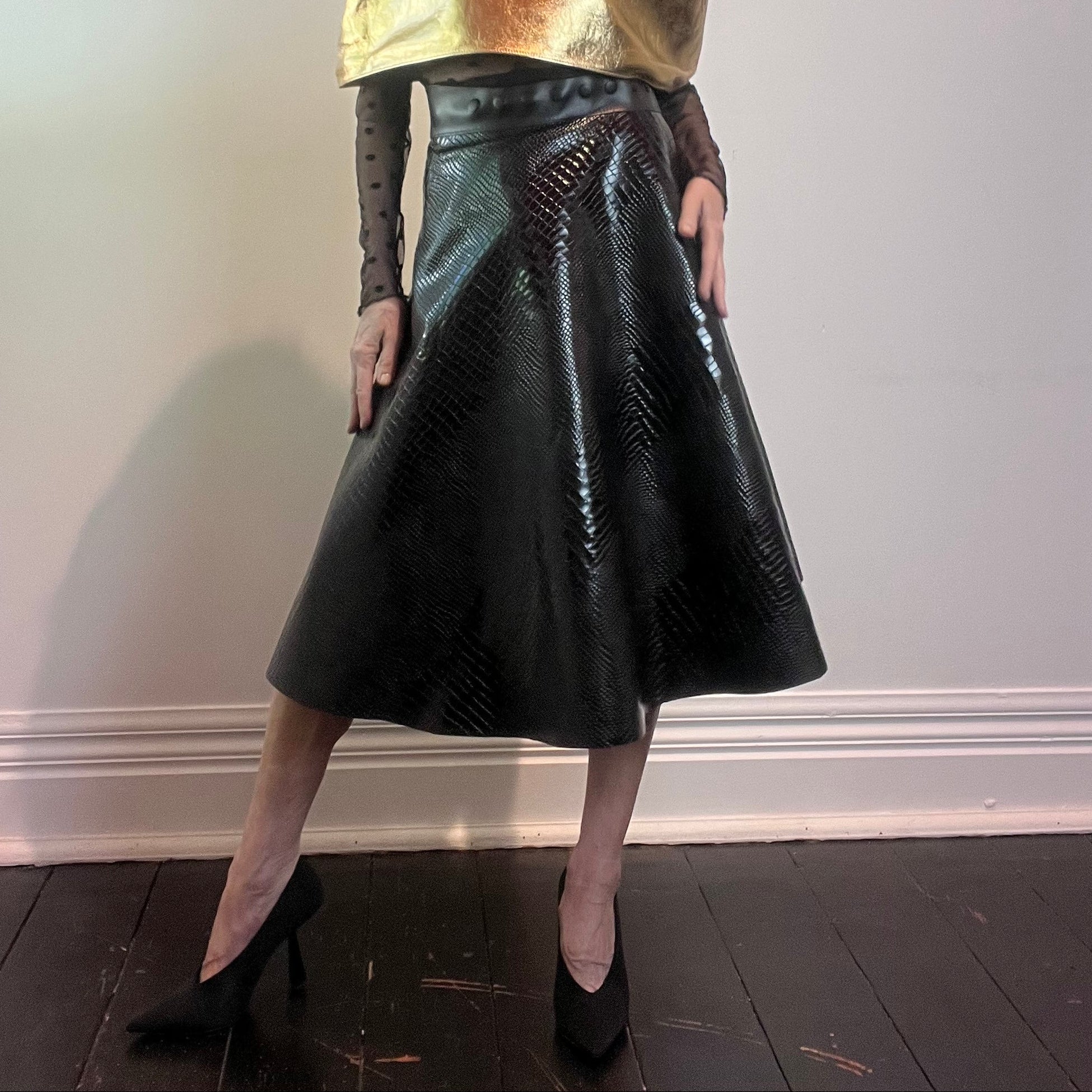 Ališta | Teksturi Wrap Croc Leather Skirt