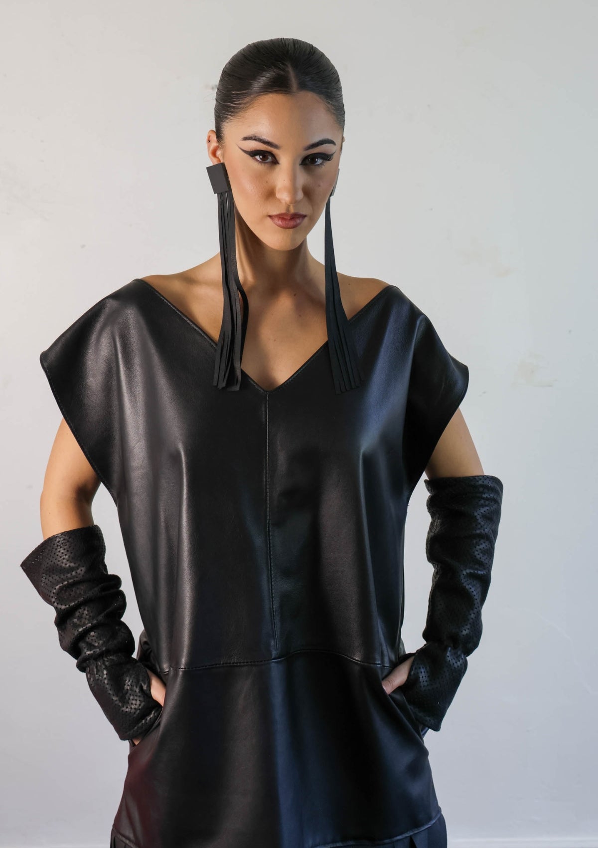 TANCA | Katerina boxy leather fringed dress