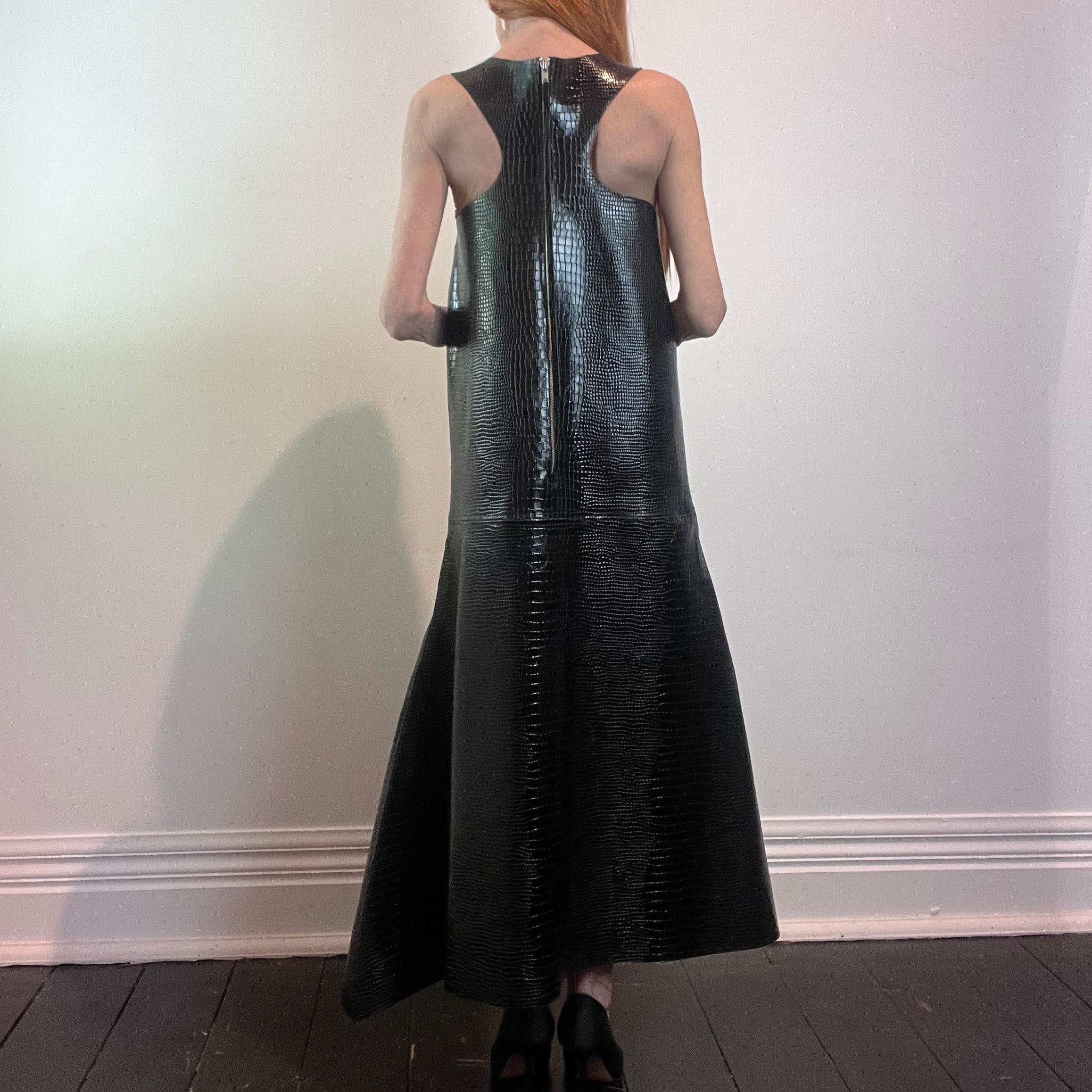 Ališta | Teksturi T-Bar Croc Leather Gown