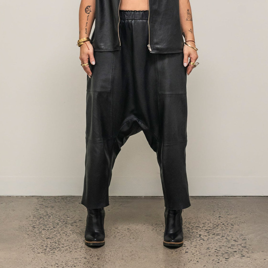 Ališta | Pantaloni Dropped Crotch Leather Pants