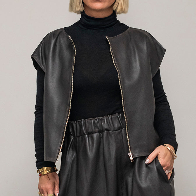 Ališta | Bluza Leather Vest Top Crop Midi