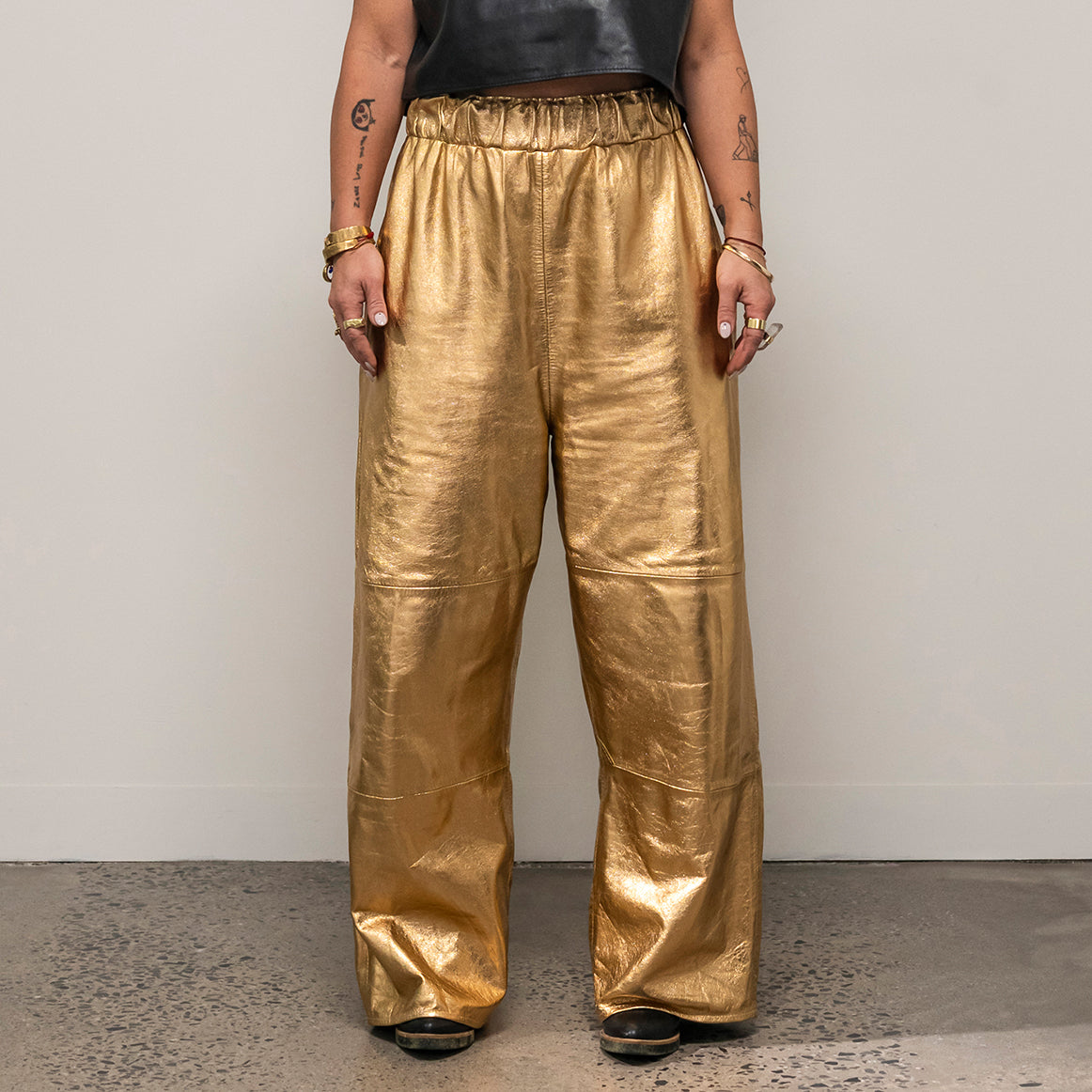 Ališta | Pantaloni Wide Leg Leather Pants