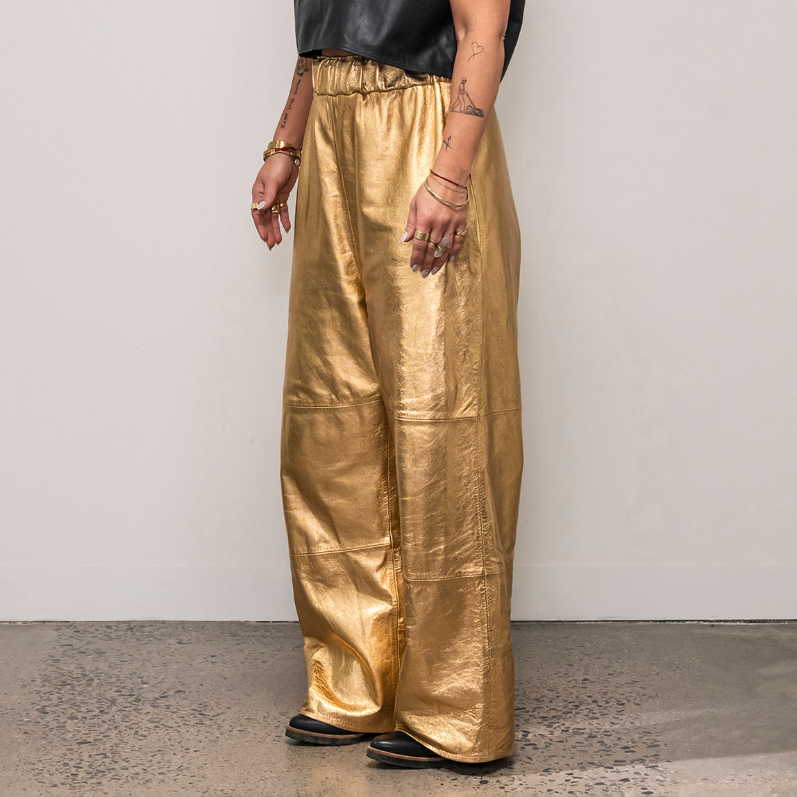 Ališta | Pantaloni Wide Leg Leather Pants