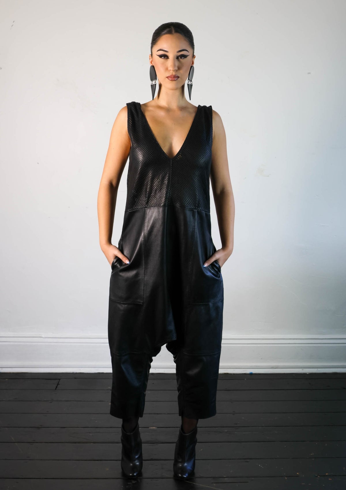 TANCA | Snezana v-neck leather jumpsuit