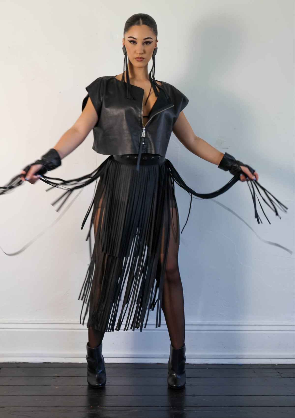 TANCA | Svetlana leather tassel wrap skirt